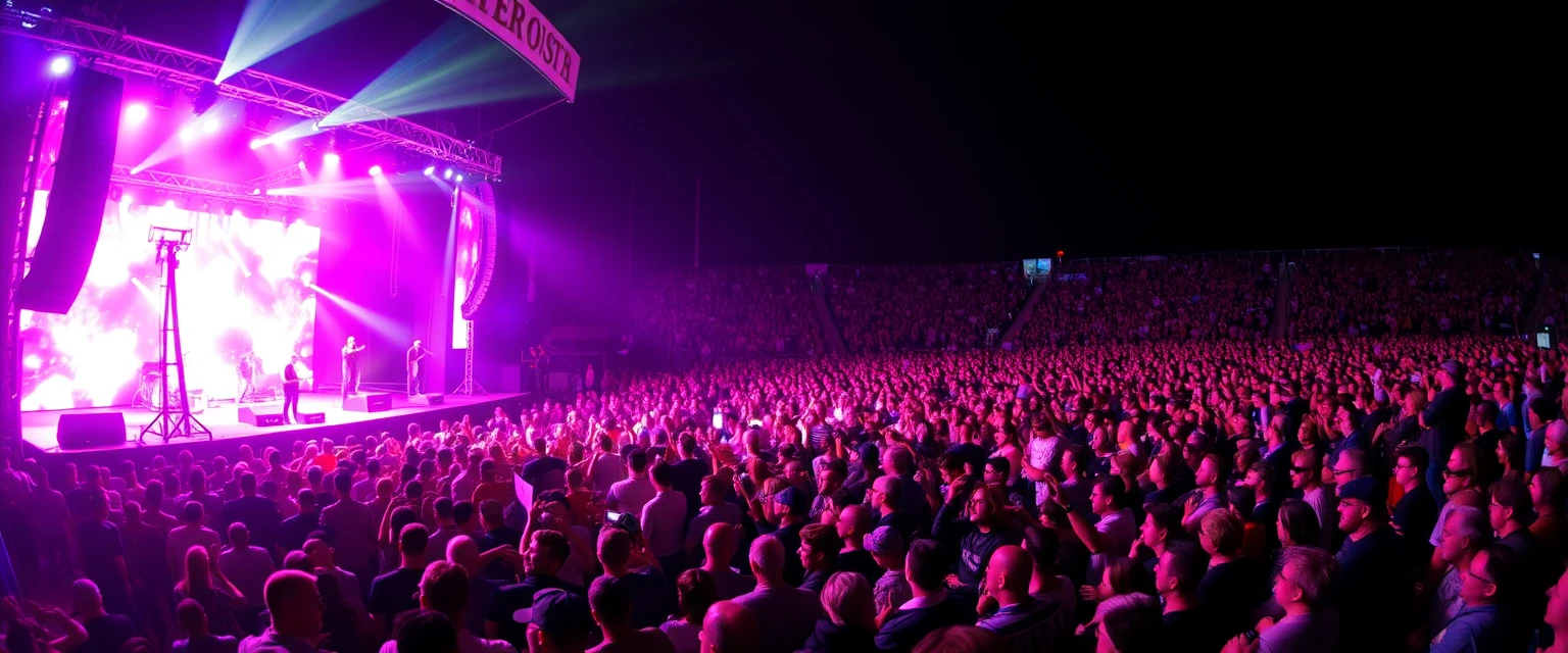 Concert photography from a major music festival, crowd and stage